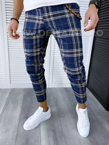 Pantaloni barbati casual regular fit in carouri B1741 B1-7 Pantaloni barbati casual regular fit in carouri B1741 B1-7